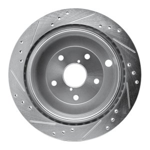 Subaru B9 Tribeca Brake Rotor (1) - Rear Right - R1 Concepts - Drilled & Slotted - Silver - `06-`14